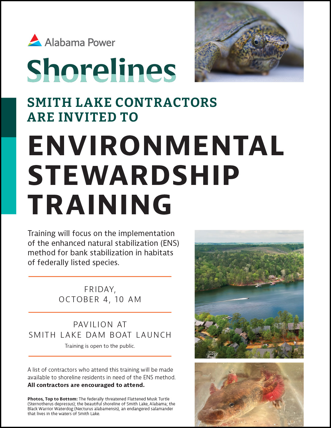 Smith Lake Contractor Environmental Stewardship Training Event flyer