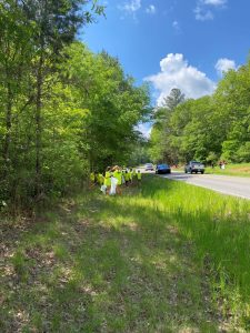 Children removed trash on the roadside at Weiss Lake.