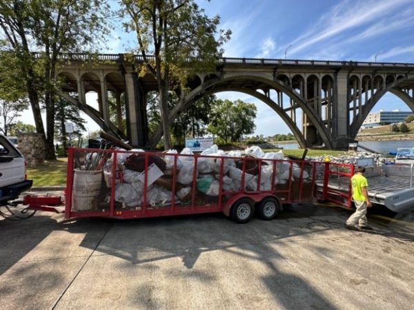 A trailer full of trash was the result of the day's cleanup. (Joey Blackwell / Alabama News Center)